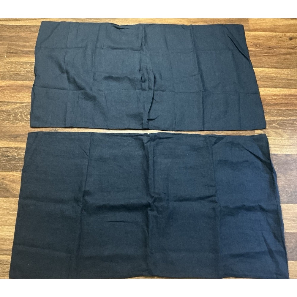 Pair Of West Elm 100% European Linen KING Shams Navy